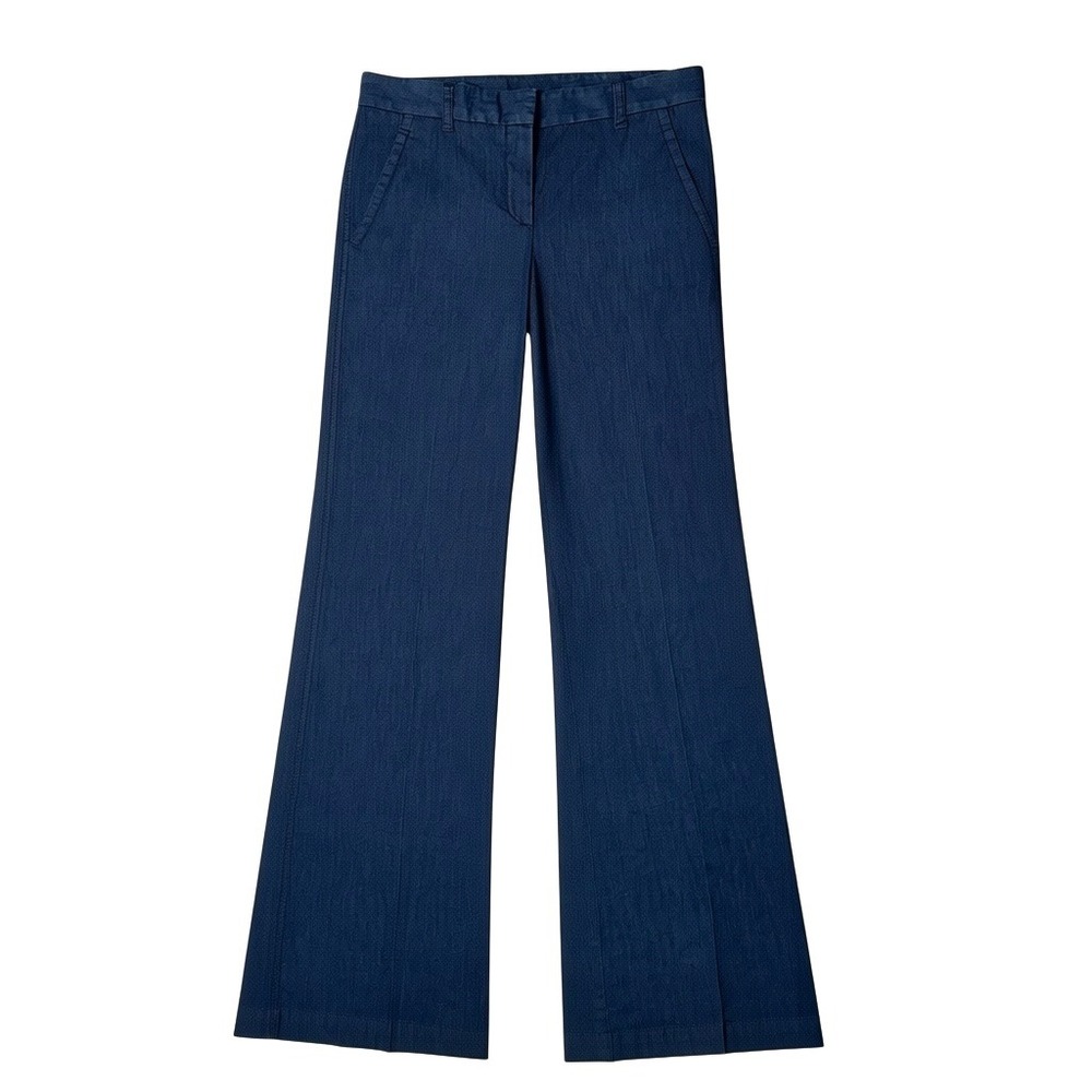 Theory Womens Wide Leg Trousers Indigo Blue Cotton Blend Dress Pants Size 8 - Picture 6 of 11